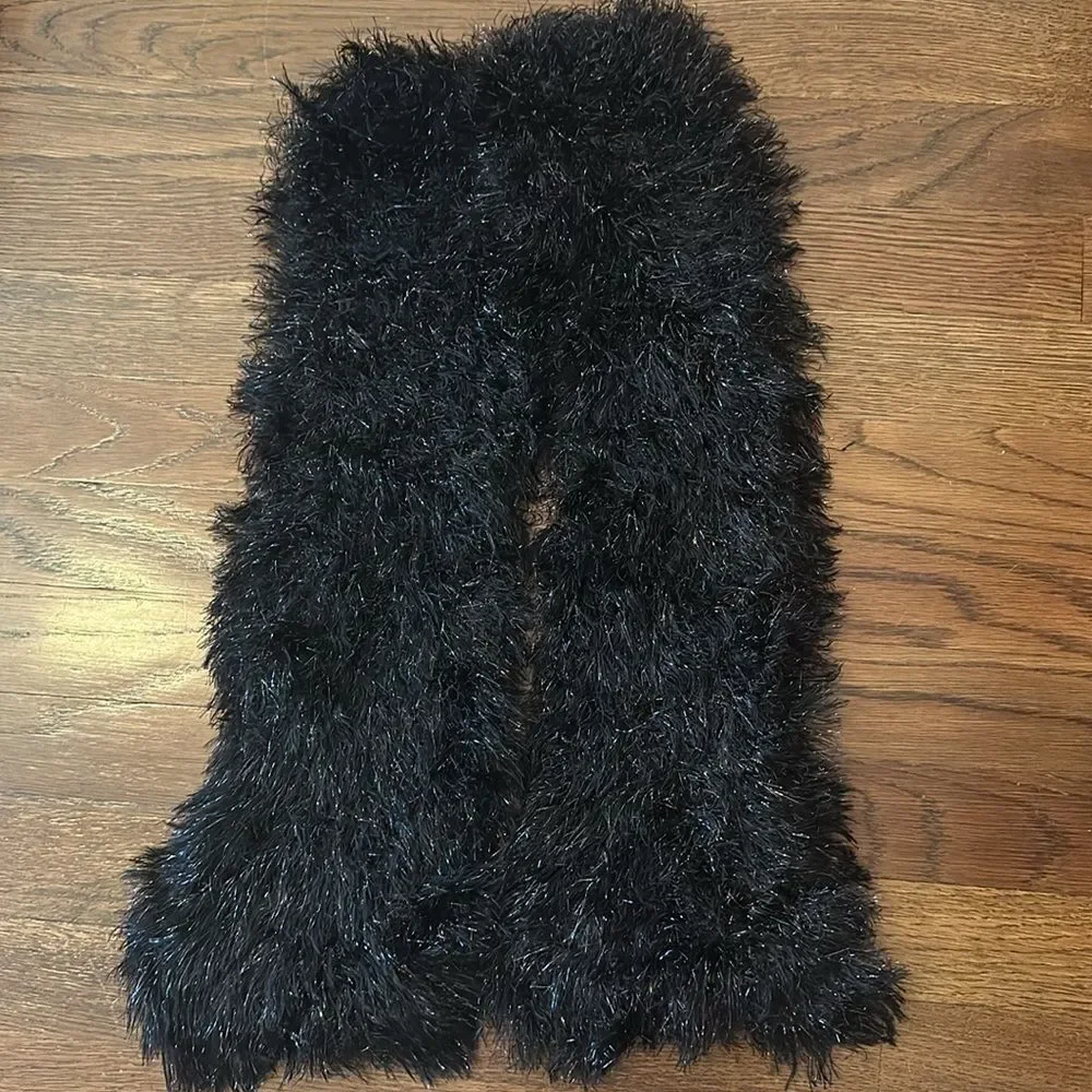 Black with silver metallic thread magic scarf‎
